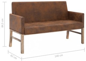 barna művelúr pad karfával 140 cm