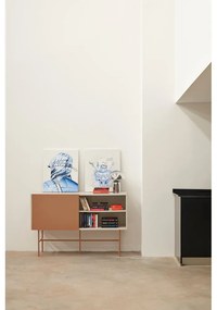 Téglavörös-bézs alacsony komód tolóajtóval 140x91 cm Nube – Teulat