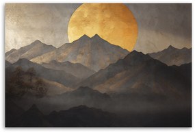 Gario Vászonkép Japán arany nap és hegyek Méret: 100 x 70 cm