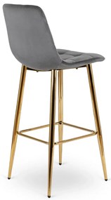 Szürke Bársony Bárszék Aranyszínű Lábbal. ARIEL