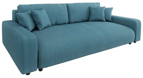 Türkiz kordbársony kinyitható tárolóhelyes kanapé 234 cm Sara – Ropez