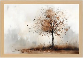Poszter Keret Fa Akvarell Természet Tájkép Ősz Fa Köd 60x40