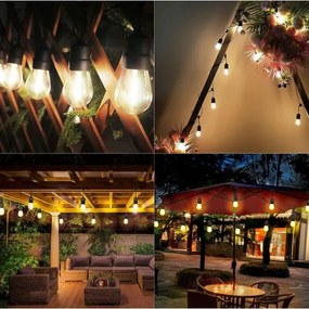 LED kültéri dekorációs fényfüzér 30xE27/1W/230V 16,44 m IP44 fekete