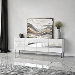 Leon TV-állvány, fehér-ezüst, 180 cm