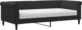 vidaXL fekete bársony heverő matraccal 90 x 190 cm