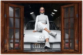 Poszterek 120x80 Fehér klasszikus Mercedes 200