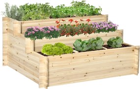 Outsunny Emelt Kerti Ágy Fa, Növénytartó Hidegkeret Virágtartó Doboz 117 x 100 x 54 cm Teraszra, Balkonra, Kertbe, Virágokhoz, Növényekhez, Gyümölcsök