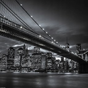 Poszter 30x30cm Brooklyn híd és Alsó-Manhattan panoráma alkonyatkor 4