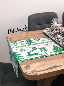 Karácsonyi kendő pamut - X-mas zöld Asztalterítő: 20x120 cm