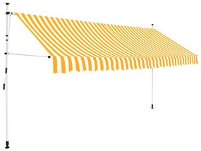 vidaXL narancssárga-fehér csíkos kézzel feltekerhető napellenző 350 cm