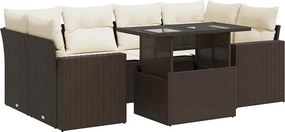 vidaXL 7 részes barna polyrattan kerti ülőgarnitúra párnákkal