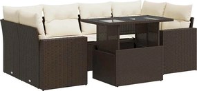 vidaXL 7 részes barna polyrattan kerti ülőgarnitúra párnákkal