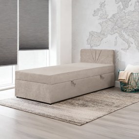 Boxspring ágy, egyszemélyes, bézs, 90x200, univerzális, SUPA