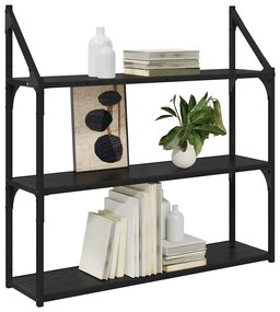 vidaXL Falpolc polcokkal Fekete tölgy 80 x 21 x 78,5 cm Faanyag