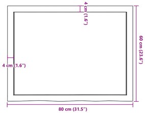 világosbarna kezelt tömör tölgyfa asztallap 80x60x(2-4) cm
