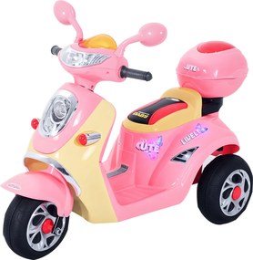 HOMCOM Elektromos Gyermekmotor - Elektromos Motorkerékpár Gyerekeknek, 6V, Fém+PP, 108x51x75cm (Pink+Sárga) | Aosom