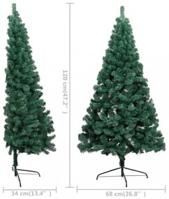 zöld PVC fél műkarácsonyfa állvánnyal 120 cm