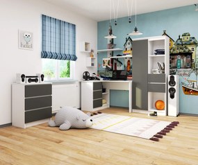Sarok PC asztal Bodhi (fehér + szürke) (B). Akció -14%. 1070842