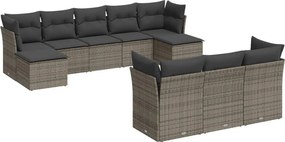 vidaXL 10 részes szürke polyrattan kerti ülőgarnitúra párnákkal