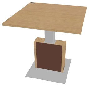 Verno+ S állítható magasságú tárgyalóasztal 120 x 120 cm, világos tölgy / barna