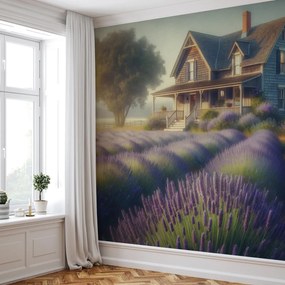 Fotótapéta - Ház a levendulamezőn (147x102 cm)