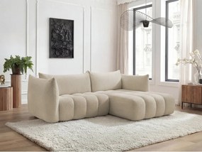 Bézs buklé sarokkanapé (jobb oldali-heverő résszel) Azra – Bobochic Paris