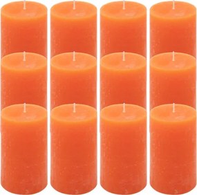 Gyertyakészlet rusztikus 12 db magasság 11,5 cm narancssárga