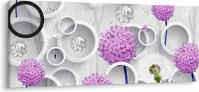 Kép a 3D absztrakció körökkel és virágokkal (120x50 cm)