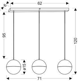 LED Csillár zsinóron FURNI 3xLED/5W/230V fekete