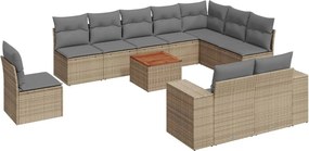 vidaXL 11 részes bézs polyrattan kerti ülőgarnitúra párnákkal