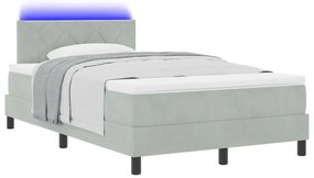 Boxspringágy Mattal és LED Fénnyel Szürke 120x200 cm Bársony