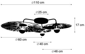 Rusztikus mennyezeti lámpa fekete kötéllel 3 lámpás - Leia