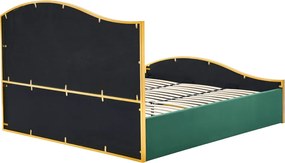 Ágy ráccsal, 160x200, zöld Velvet szövet/gold arany króm, GEORGIA