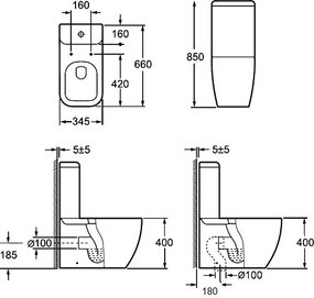 AREZZO design OHIO kombi wc alsós/hátsó kifolyású RIMLESS, ülőke nélkül AR-202R ( 2 doboz )