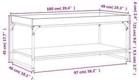 fekete szerelt fa dohányzóasztal 100 x 49 x 45 cm