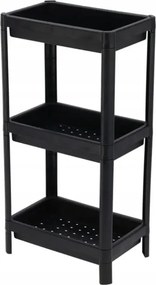 Konyhai fürdőszobai polc 3 szintes 36x71 cm Műanyag, fekete