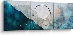 Kép - Hegyek rajza (órával) (90x30 cm)