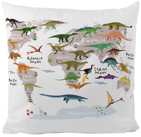 Pamut-szatén gyerek párnahuzat 45x45 cm Dino World Map – Butter Kings