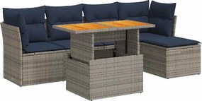 vidaXL 6 részes szürke polyrattan kerti ülőgarnitúra párnákkal
