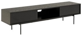 Fekete TV-állvány kőrisfa dekorral 180x44,5 cm Angus – Actona