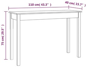 fehér tömör fenyőfa tálalóasztal 110 x 40 x 75 cm