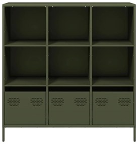 olívazöld acél magasszekrény 101,5 x 39 x 103,5 cm