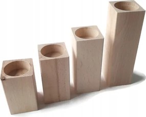 4 db-os bükkfa gyertyatartó szett