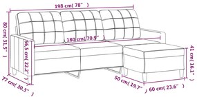 vidaXL 3 személyes barna szövet kanapé lábtartóval 180 cm