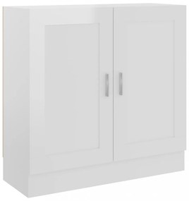 magasfényű fehér szerelt fa könyvszekrény 82,5 x 30,5 x 80 cm