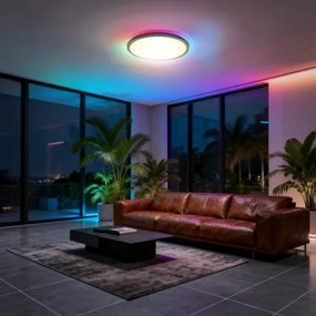 Aigostar - MESH LED mennyezeti lámpa, LED RGBW, dimmelhető, 24W, 230V, 3000-6500K, fekete + távirányító