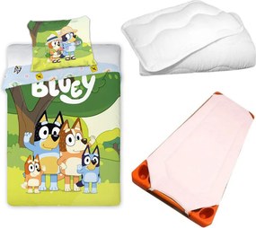 Bluey Forest Adventure gyerek, ovis ágyneműhuzat, derékalj és paplan/párna szett 100x135 cm 40x60 cm