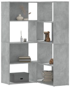 4 szintes betonszürke szerelt fa sarokkönyvespolc 85x85x140 cm