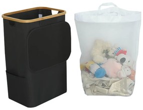 Szennyeskosár 100L fekete 44x33x67 cm