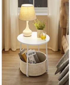 Oldalsó asztal NOIRA fehér/világosbarna